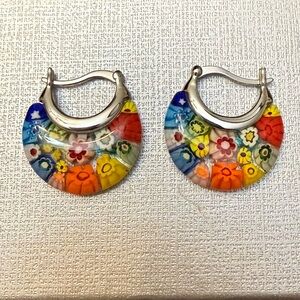 Colorful Murano Style
Millefiori Glass Hoop
Earrings